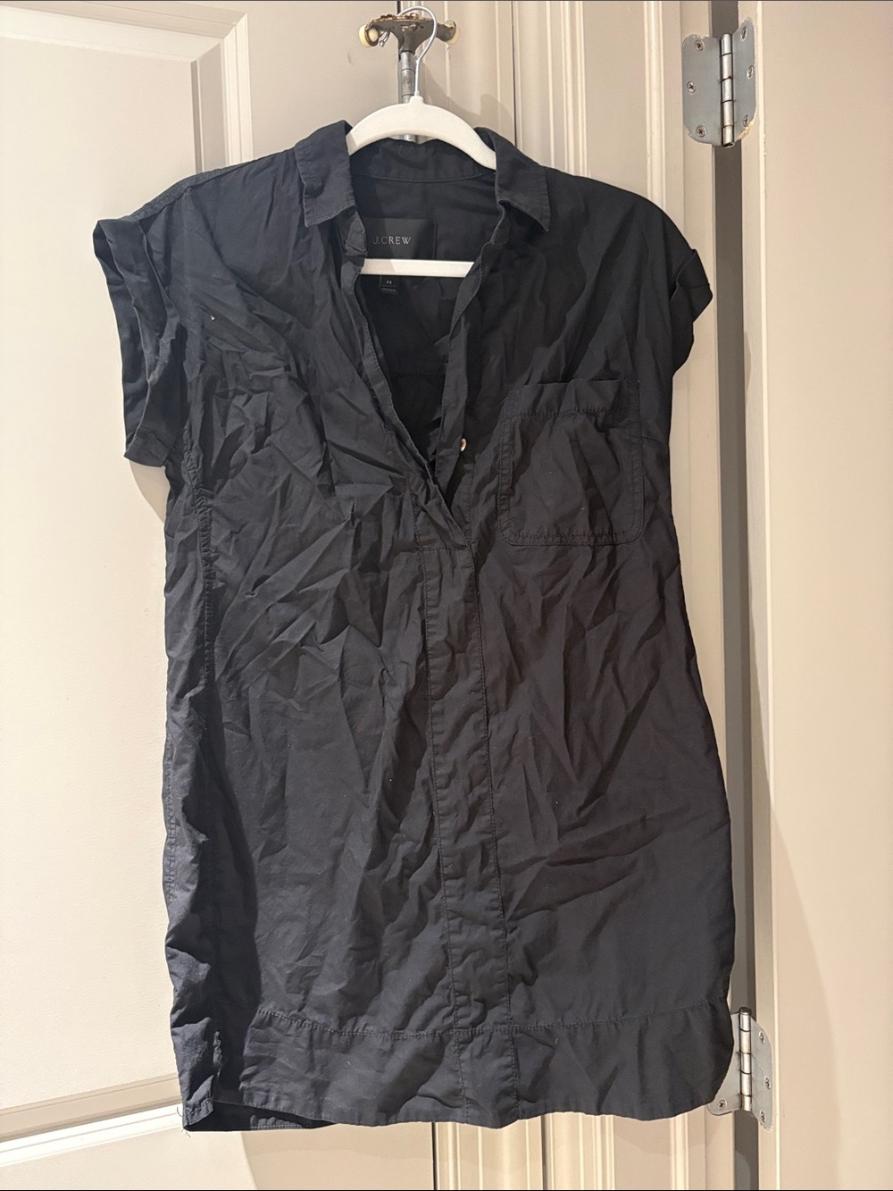 J. Crew Black Short-Sleeve Button-Down Tunic